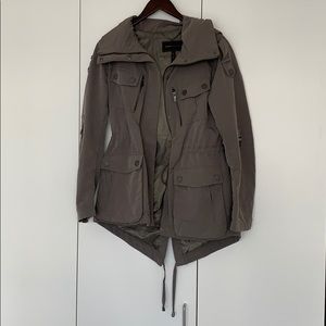 BCBG olive green rain coat